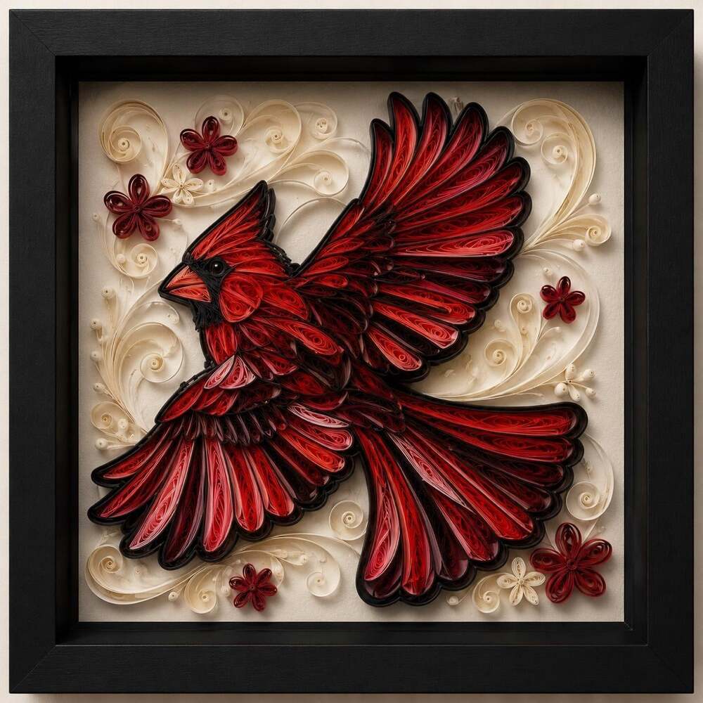 8 X 8 Black Framed Flying Cardinal 31 E 4